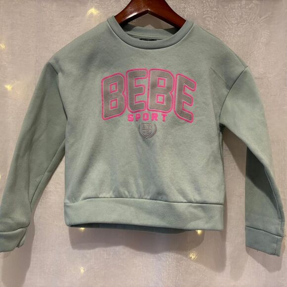 Bebe Youth Pastel Green Sweatshirt with Pink Graphic (7/8) - Picture 1 of 3